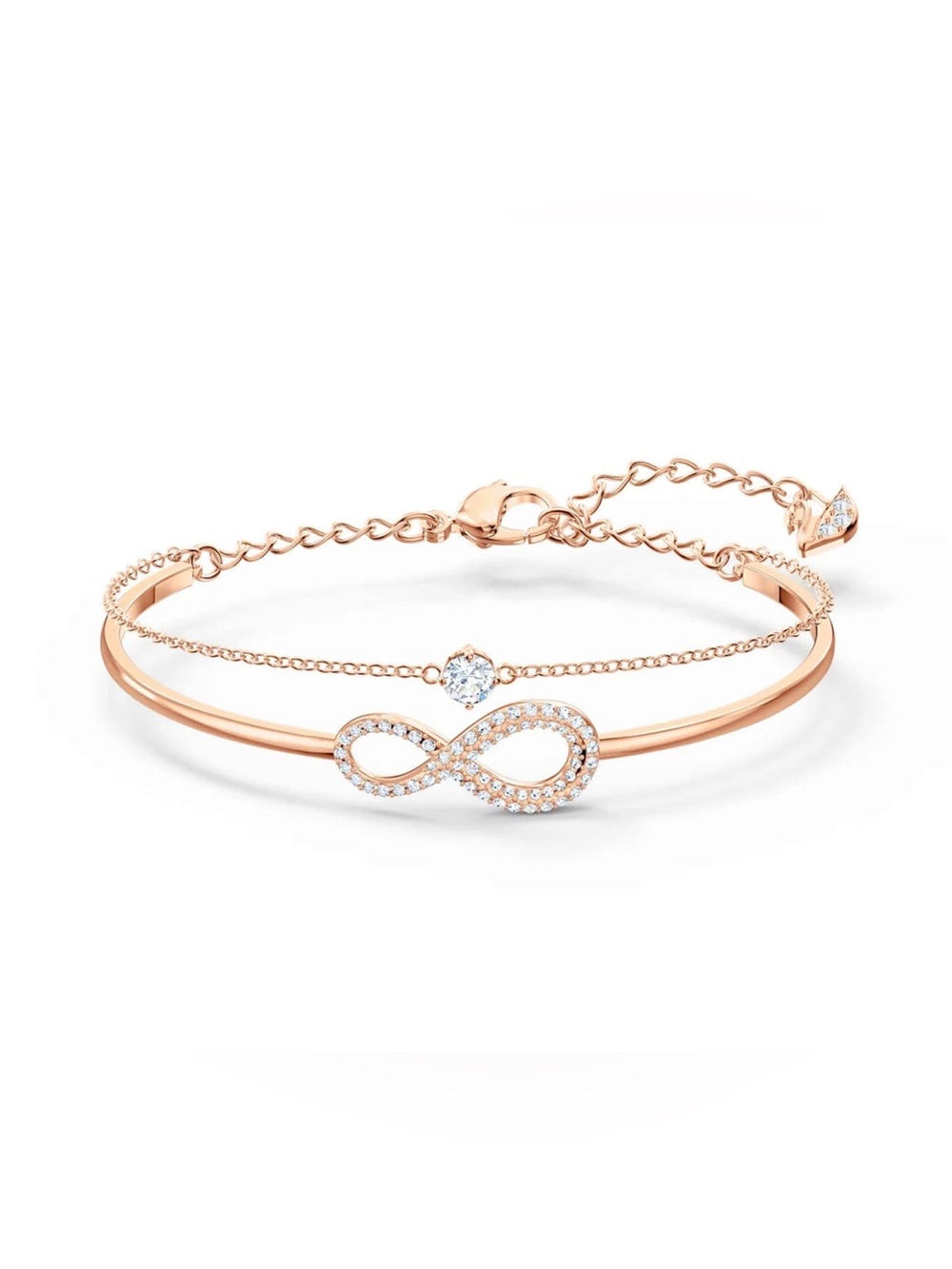 Swarovski Infinity Bangle Bracelet Rose Gold Tone